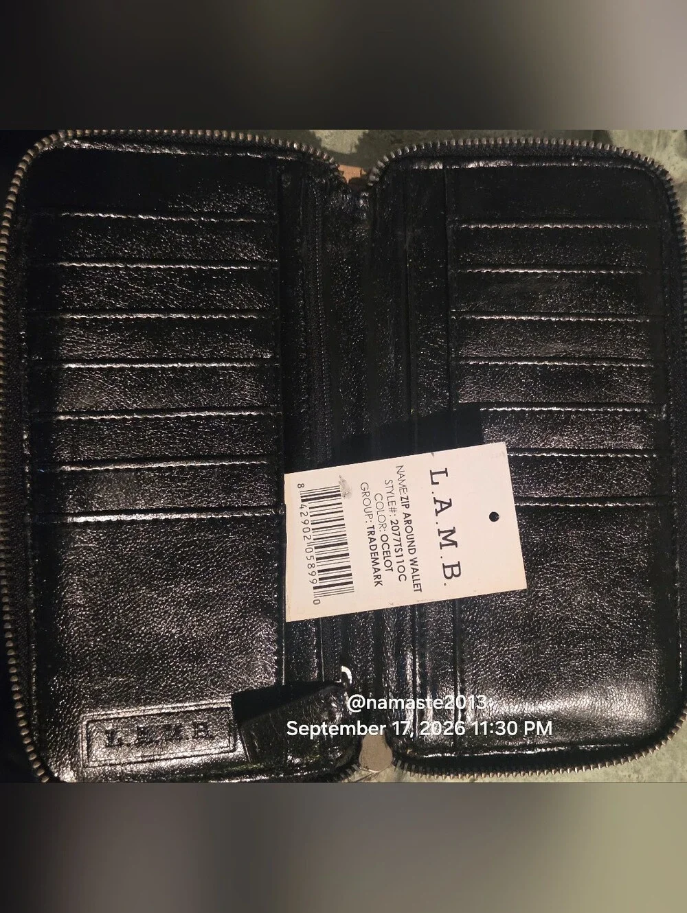 L.A.M.B. Gwen Stefani Ocelot Zip Wallet Leopard Print Designer Lesther #811